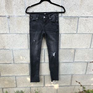 HUDSON Black Distressed Skinny Jeans